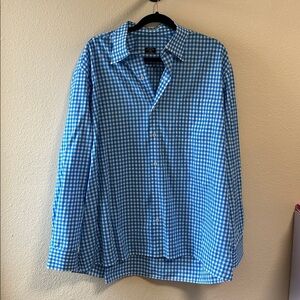 Solemare Blue Gingham Button-Up Shirt mens xl made in Italy